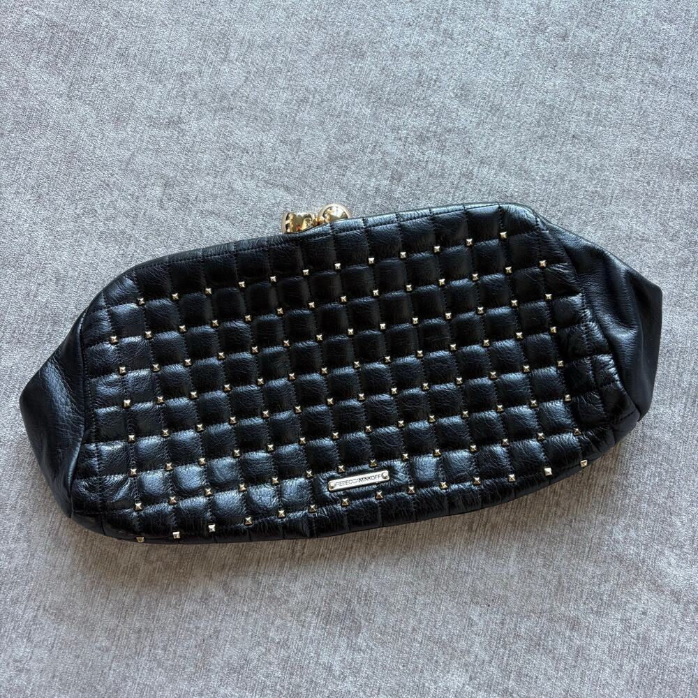 Rebecca Minkoff Black Studded Leather Clutch